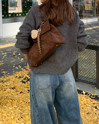 Suede gold buckle bag
