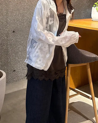 Flower Patch Jacquard Sheer Windbreaker