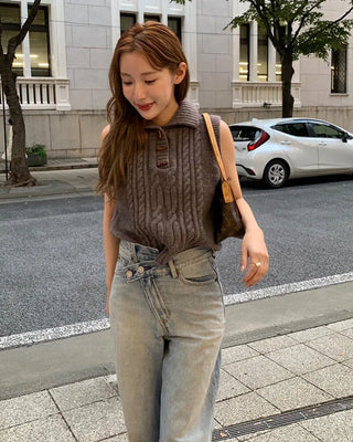 Cable knit vest
