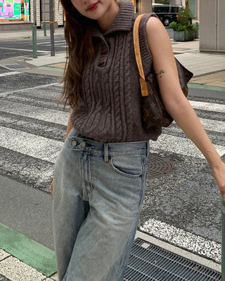 Cable knit vest