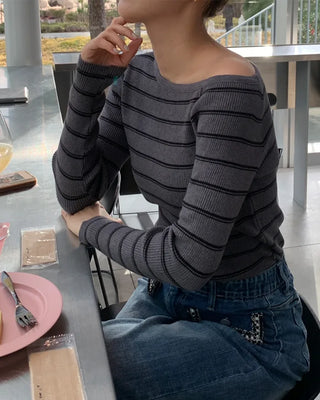 Asymmetrical striped knit
