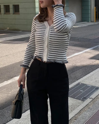 Striped V-neck cardigan