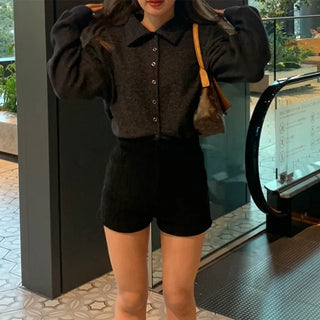 Balloon collar cardigan