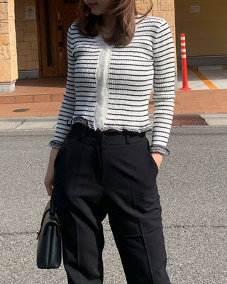 Striped V-neck cardigan