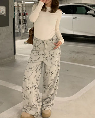 Boat neck simple long-sleeved T-shirt