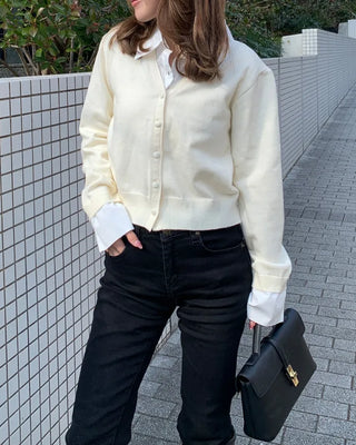 Layered shirt with knit accents