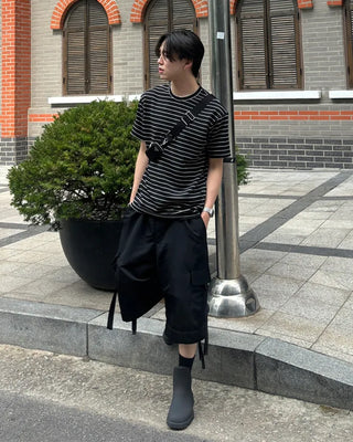 Striped oversized short-sleeved T-shirt