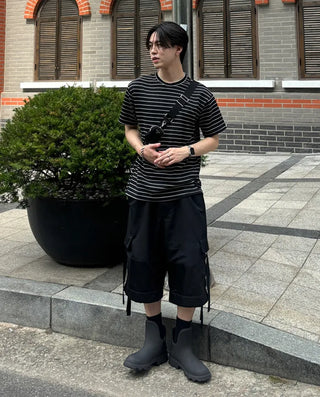 Striped oversized short-sleeved T-shirt