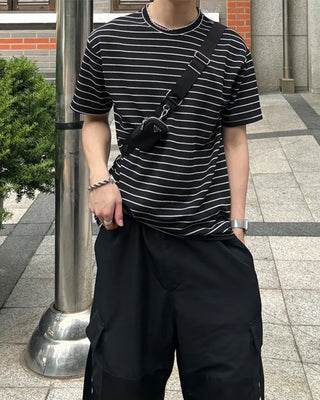 Striped oversized short-sleeved T-shirt