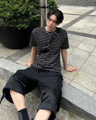 Striped oversized short-sleeved T-shirt