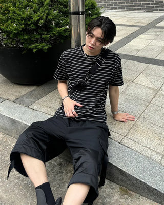 Striped oversized short-sleeved T-shirt