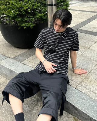 Striped oversized short-sleeved T-shirt