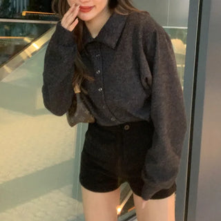 Balloon collar cardigan