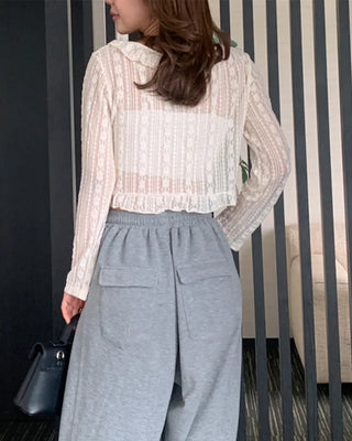 Frill Lace Crop Cardigan