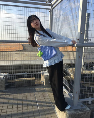 Two-pleat, center-creased wide-leg slacks