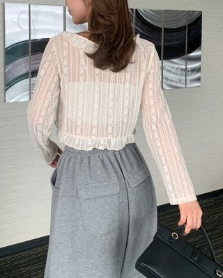 Frill Lace Crop Cardigan
