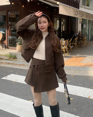 Crop jacket and skirt set