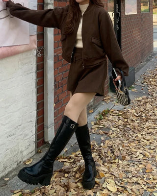 Crop jacket and skirt set