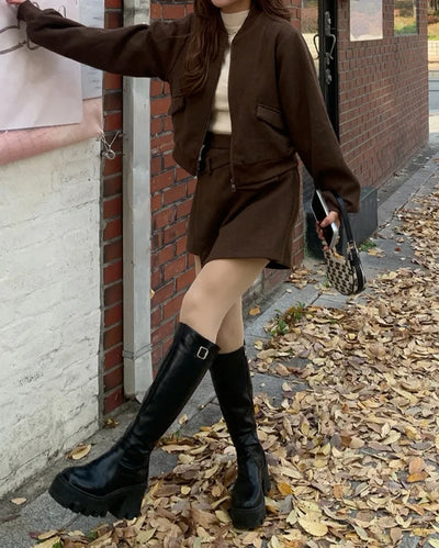 Crop jacket and skirt set