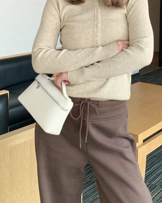 Slim Button Rib Knit