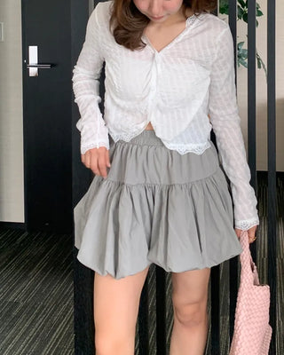 V-neck lace crop cardigan