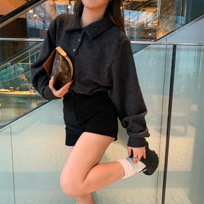 Balloon collar cardigan