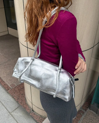 Simple faux leather shoulder bag