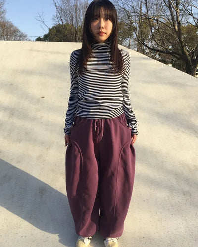 (Unisex) Unique Center Seam Tuck Brushed Fleece Jogger Pants