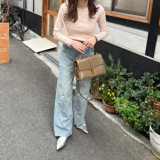 Asymmetrical Ribbon Knit T-Shirt