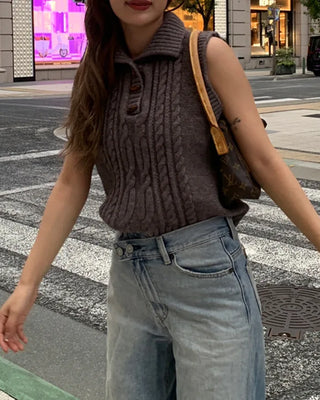 Cable knit vest