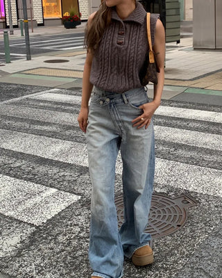 Cable knit vest