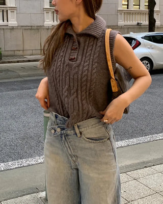 Cable knit vest