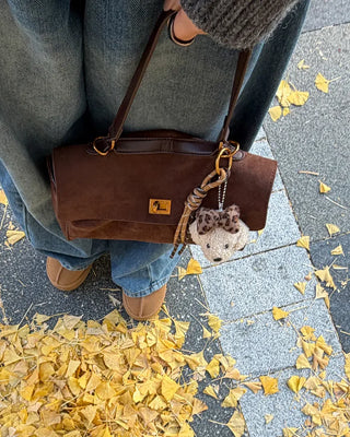 Suede gold buckle bag