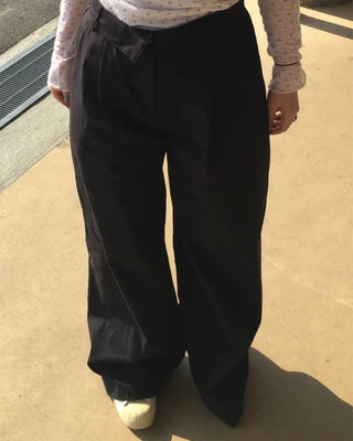 Wrap-waist nylon slacks