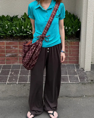 Waist Button Tencel Wide Pants