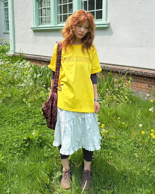 Asymmetrical ruffled midi skirt
