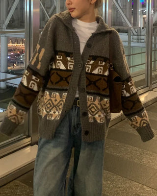 Ethnic pattern cardigan