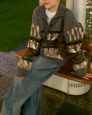 Ethnic pattern cardigan