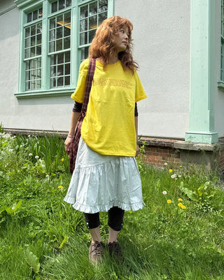 Asymmetrical ruffled midi skirt
