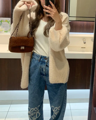 Square chain suede bag