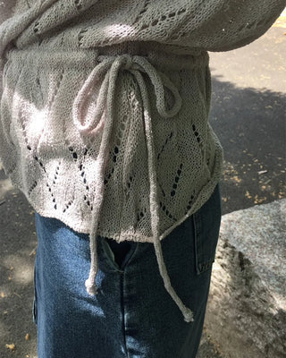 Diamond-punched drawstring summer knit