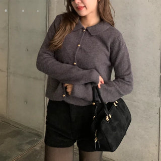 Gold button collar cardigan