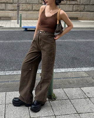 Cargo wide cotton pants