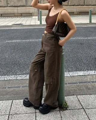 Cargo wide cotton pants