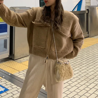 Flap zip cardigan