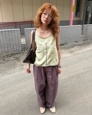 Wide-leg cotton pants with pintucks