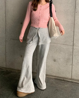 Cropped Cable Knit Cardigan