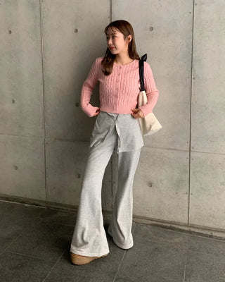 Cropped Cable Knit Cardigan