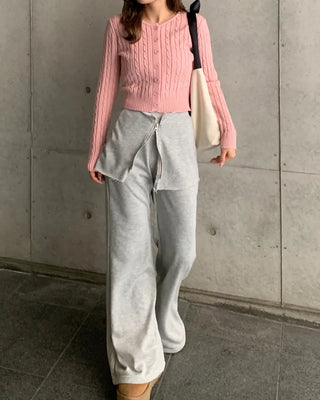 Cropped Cable Knit Cardigan