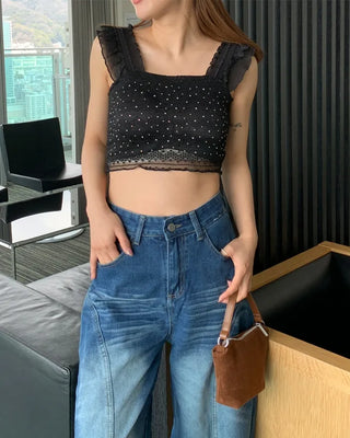 Cubic Lace Crop Sleeveless